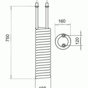 Käyttövesikierukka / aurinkokierukka 35 l/min läpivientiyhteellä